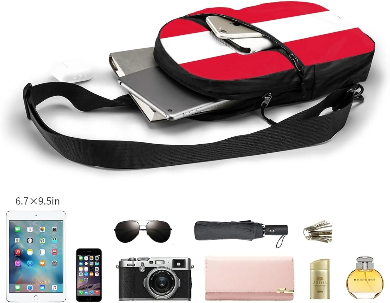 Peru Peruvian Flag Crossbody Bag Portable Sling Bags Foldable Chest Daypack Reusable Sports Shoulder Backpack Diagonally Casual Rucksack Travel Bag