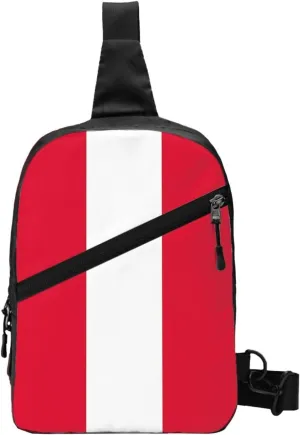 Peru Peruvian Flag Crossbody Bag Portable Sling Bags Foldable Chest Daypack Reusable Sports Shoulder Backpack Diagonally Casual Rucksack Travel Bag