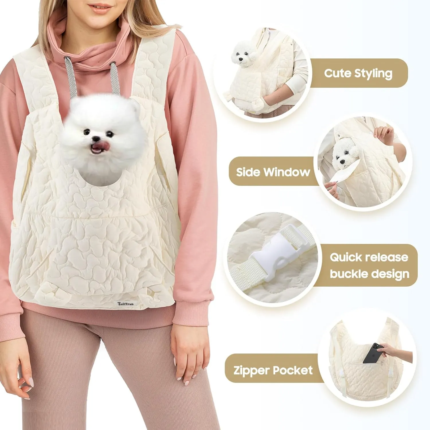 Pet Carrier Backpack, Adjustable Pet Front Cat Dog Carrier Backpack Travel Bag for Small Medium Dogs Cats and Rabbits, Safety Strap with Removable Bottom Plate for Camping Hiking Traveling