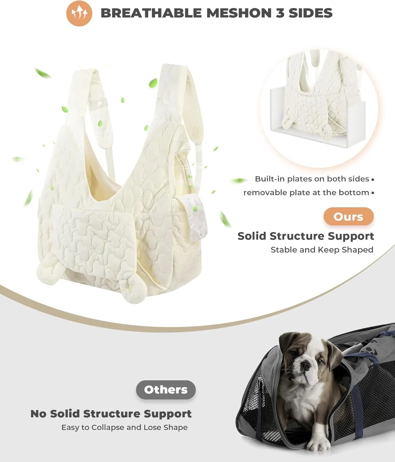 Pet Carrier Backpack, Adjustable Pet Front Cat Dog Carrier Backpack Travel Bag for Small Medium Dogs Cats and Rabbits, Safety Strap with Removable Bottom Plate for Camping Hiking Traveling