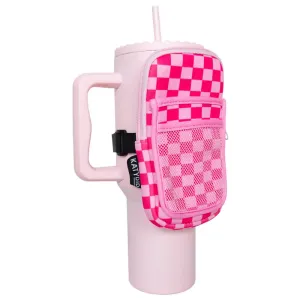 Pink Checkered Tumbler Belt Bag