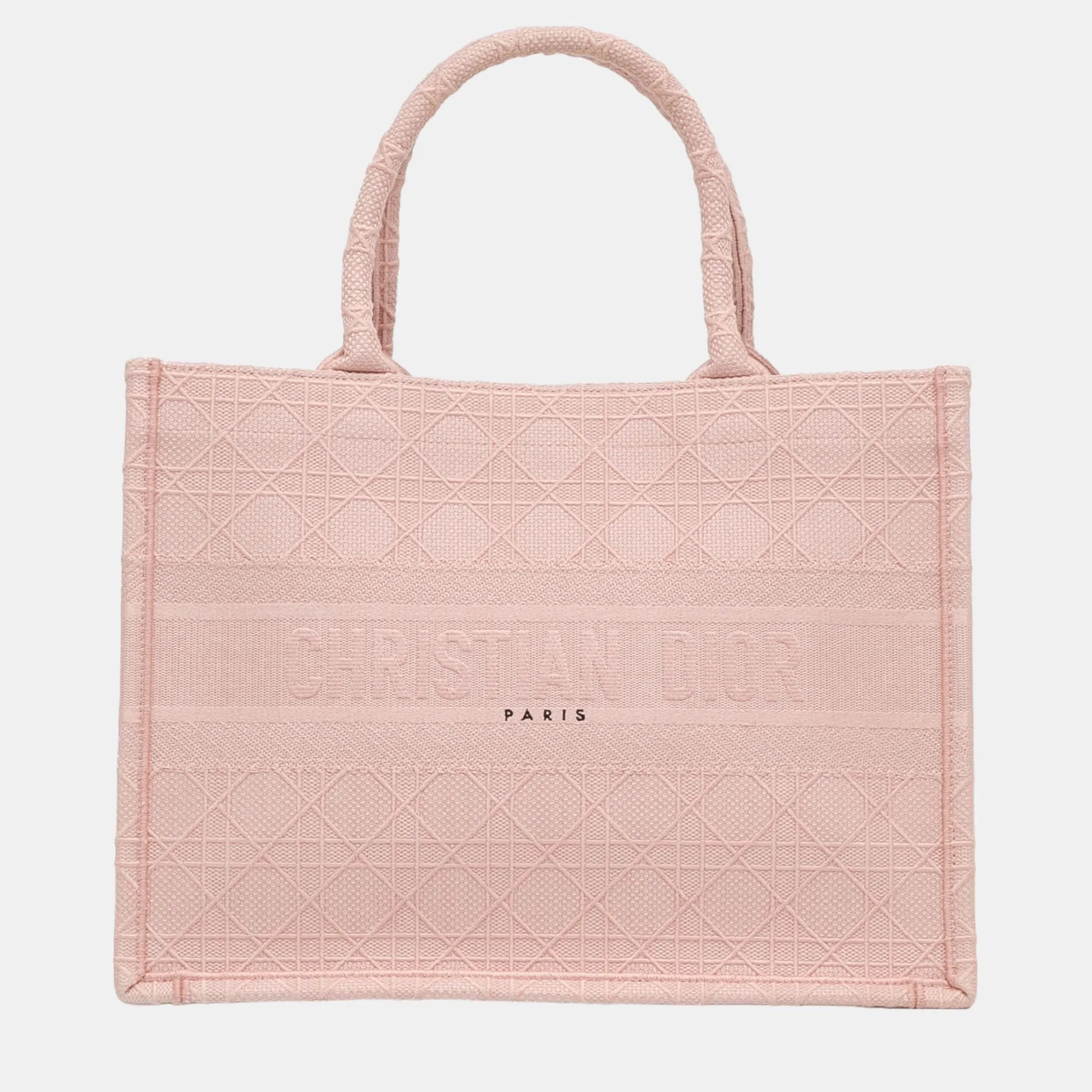 Pink Medium Cannage Embroidered Book Tote