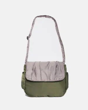 Pleats Olive Grey Multi-Carry Crossbody Bag