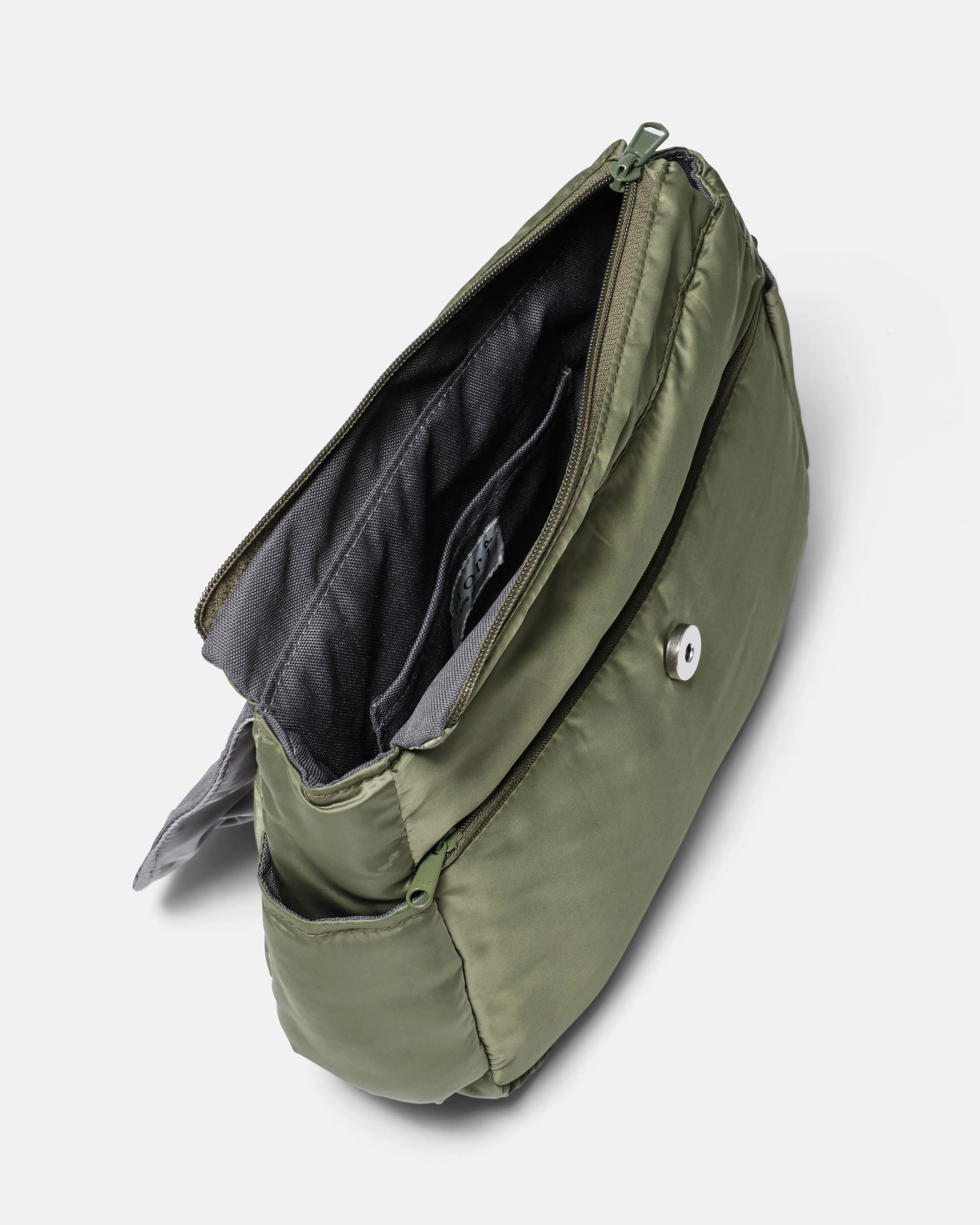 Pleats Olive Grey Multi-Carry Crossbody Bag