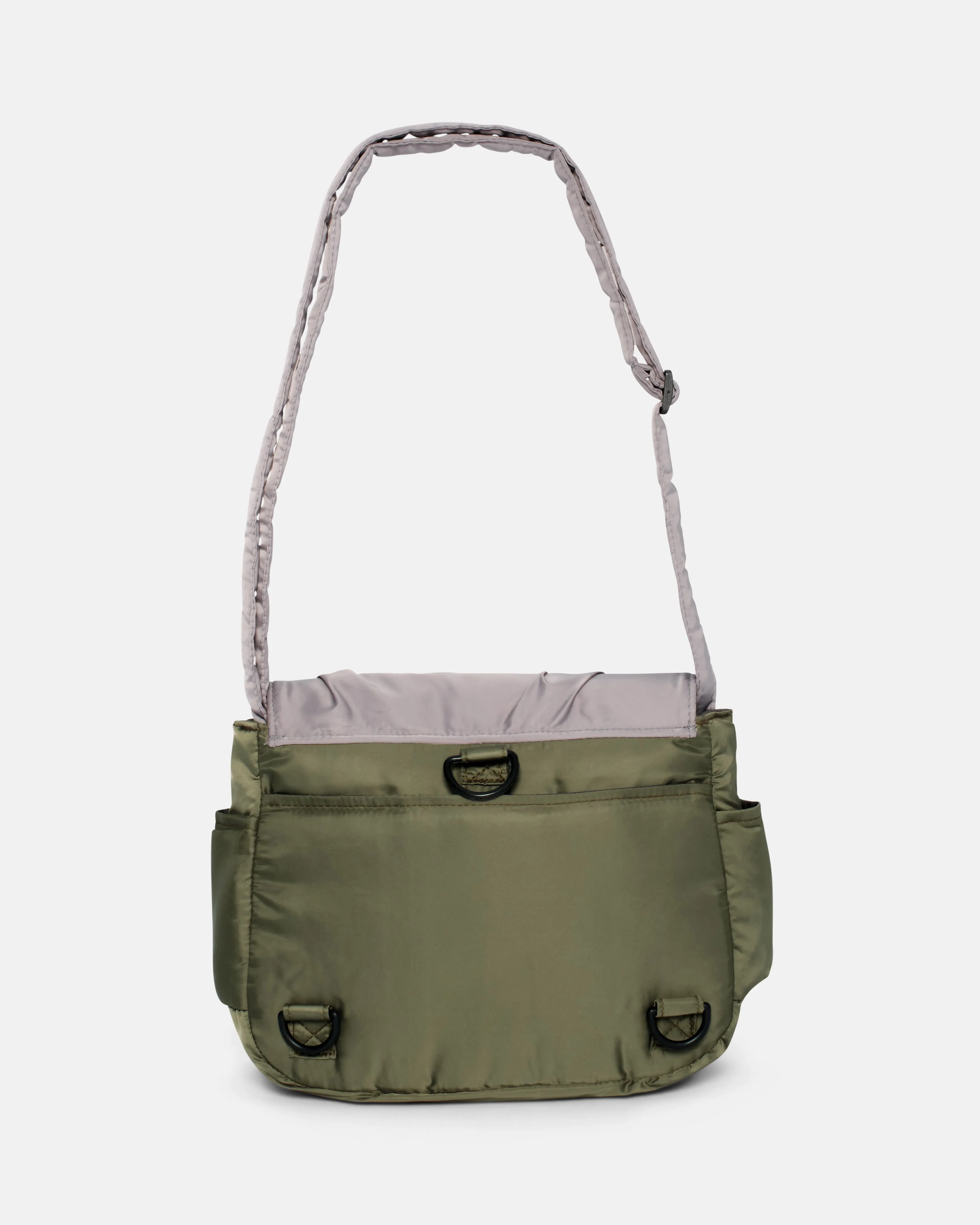 Pleats Olive Grey Multi-Carry Crossbody Bag