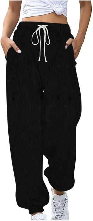 Plus Size Joggers Pants for Women Soft Lounge Sweatpants Casual Loose Comfy Pajama Drawstring Pant with Pocket