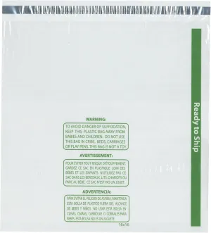 Plymor Ready to Ship 1.5 Mil Wicketed Poly Bags with Permanent Adhesive Strip and Suffocation Warning, 16" x 16" (Case of 500)