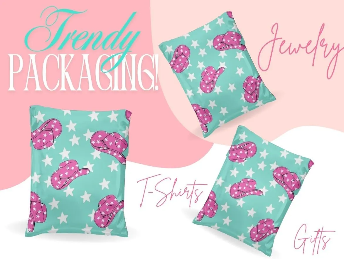 Poly Mailers - 25 Pack, Waterproof, Trendy Chick Mailers 3.15 mil - Heavy Duty, Tear Resistant Mailing Envelopes for small businesses | Cute Shipping Bags for clothing (Punchy Cowgirl, 10x13)