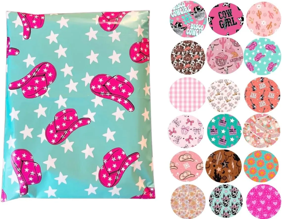 Poly Mailers - 25 Pack, Waterproof, Trendy Chick Mailers 3.15 mil - Heavy Duty, Tear Resistant Mailing Envelopes for small businesses | Cute Shipping Bags for clothing (Punchy Cowgirl, 10x13)