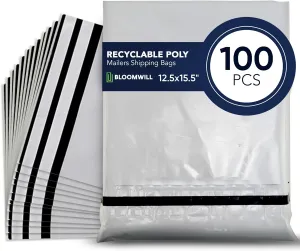 Poly Shipping Bags 100 Pcs, Mailer Bags for Shipping Clothes, Self-Adhesive Waterproof Poly Mailers, Strong Tear-Resistant Packaging Plastic Mailers, 12.5"x15.5"