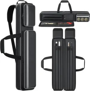 Pool Cue Case 2x2, Pool Stick Bag with Multi-pocket for 2 Butts and 2 Shafts, Billiard Stick Carrying Case with Shoulder Straps & Handle for Pool Cue & Accessories