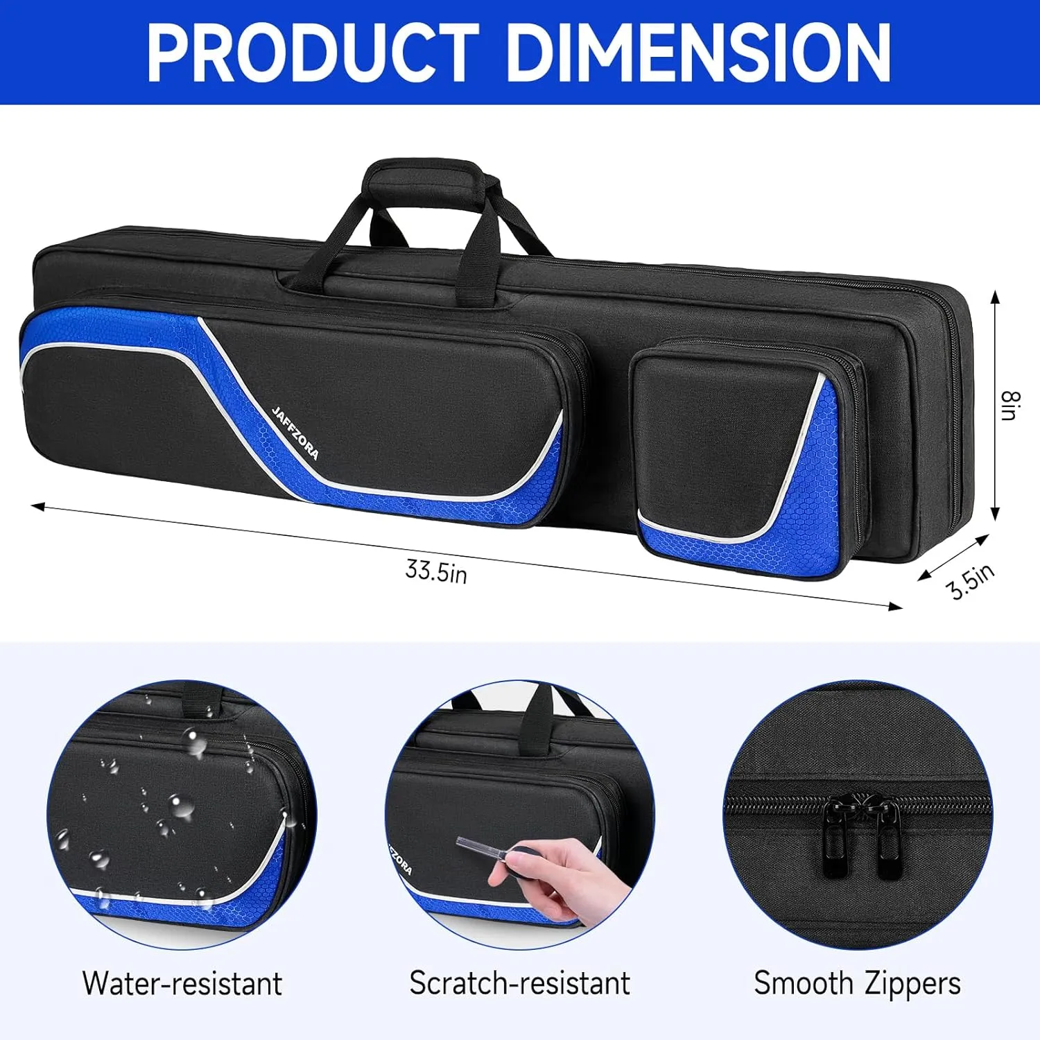 Pool Cue Case, Pool Stick Carrying Case Holds Butts and Shafts, Billiard Cue Bag with Shoulder Straps