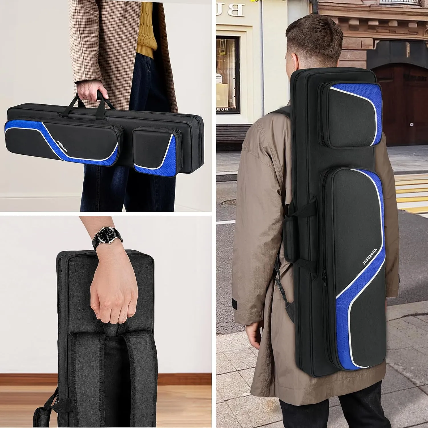 Pool Cue Case, Pool Stick Carrying Case Holds Butts and Shafts, Billiard Cue Bag with Shoulder Straps