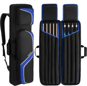 Pool Cue Case, Pool Stick Carrying Case Holds Butts and Shafts, Billiard Cue Bag with Shoulder Straps