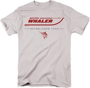 Popfunk Boston Whaler Red White Blue Unisex Adult T Shirt, Silver, Small
