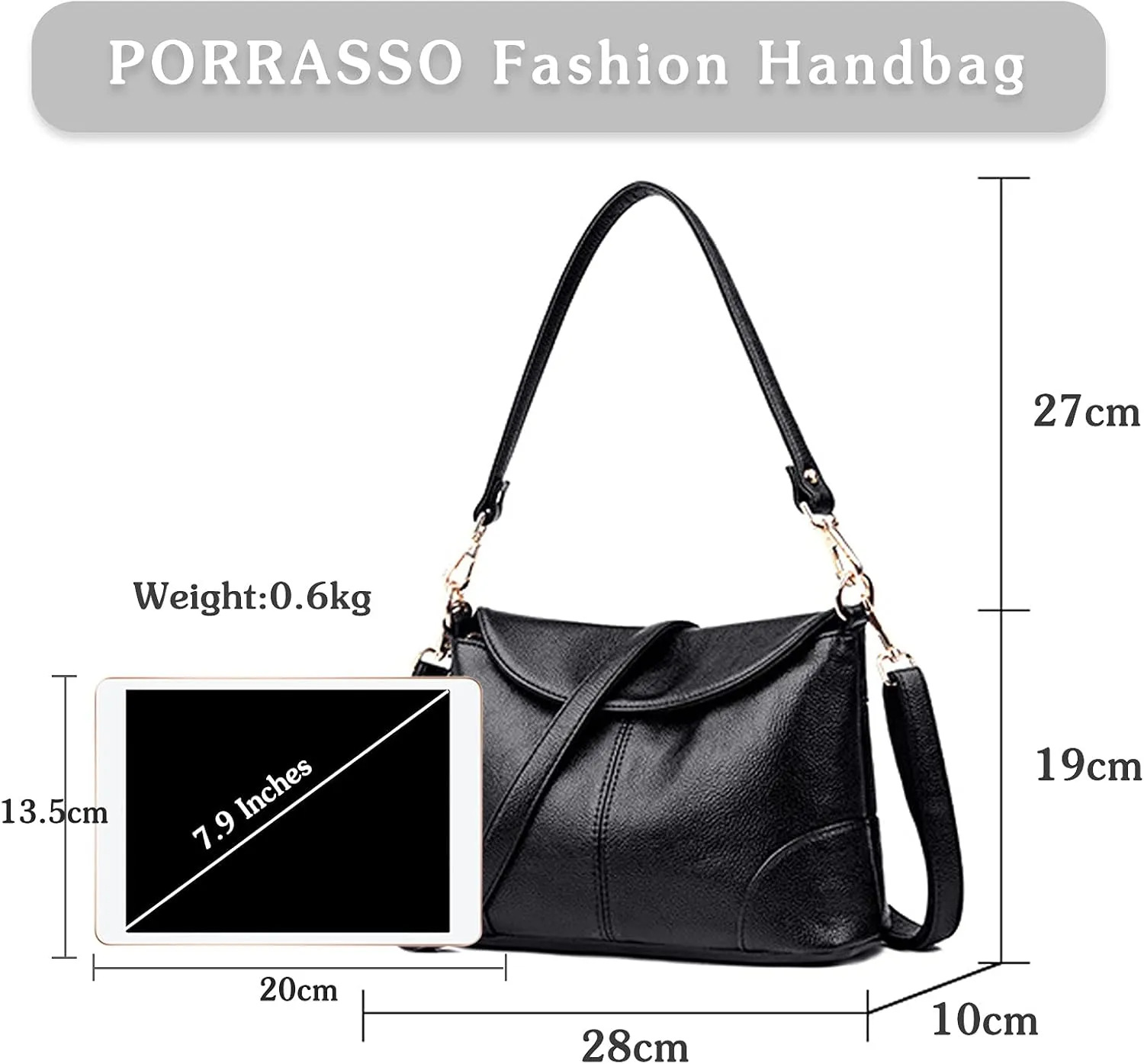 PORRASSO Women Crossbody Bag Fashion Shoulder Bag Handbags Ladies Satchel Waterproof Messenger Bag for Dating Work Travel Daily Use Red