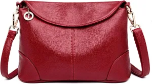 PORRASSO Women Crossbody Bag Fashion Shoulder Bag Handbags Ladies Satchel Waterproof Messenger Bag for Dating Work Travel Daily Use Red