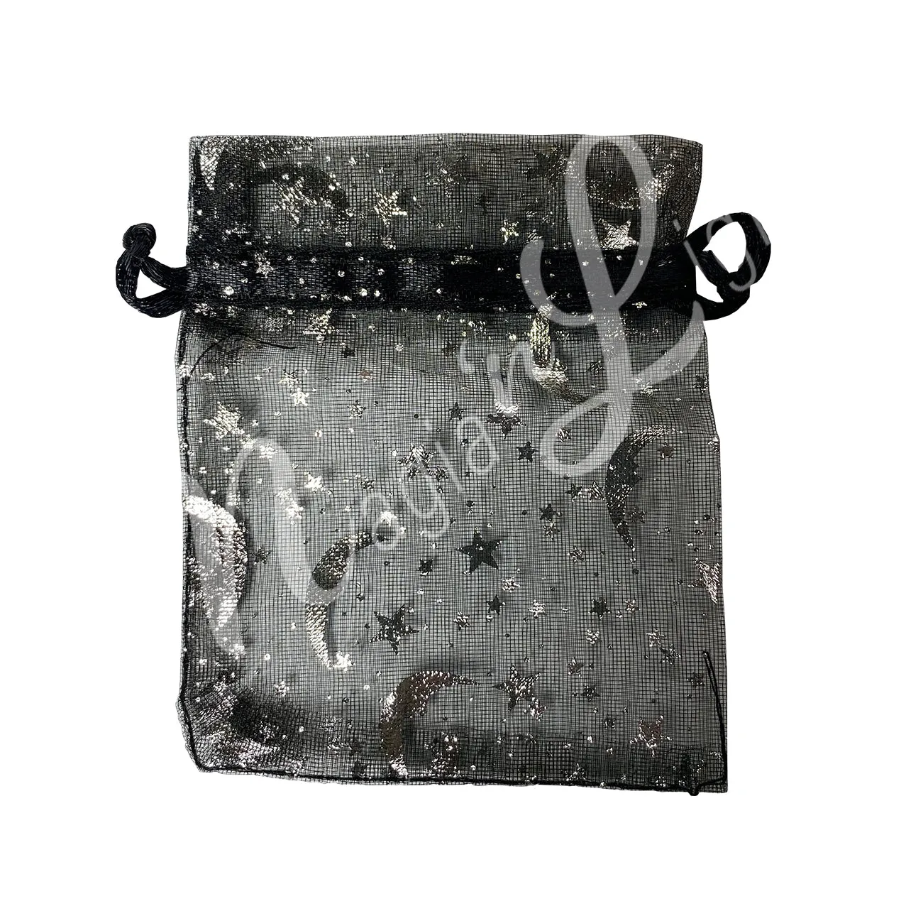 Pouch Organza Printed Silver 3 X 4″
