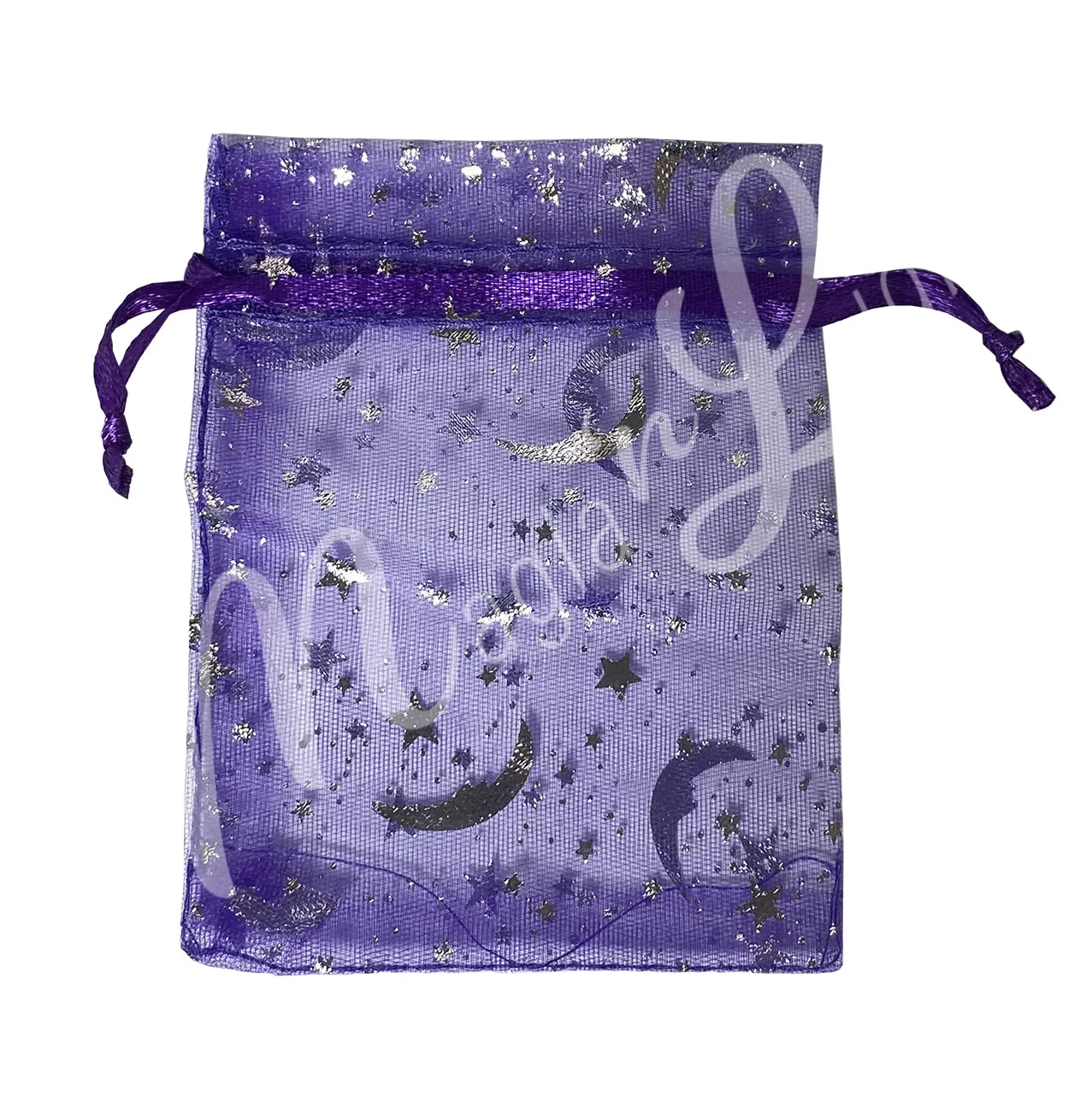 Pouch Organza Printed Silver 3 X 4″