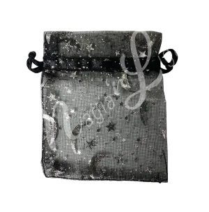 Pouch Organza Printed Silver 3 X 4″