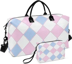 Powder Blue Square Duffel Bag Weekender Duffel Bag Gym Bag with Adjustable Strap for Travel Multifunctional