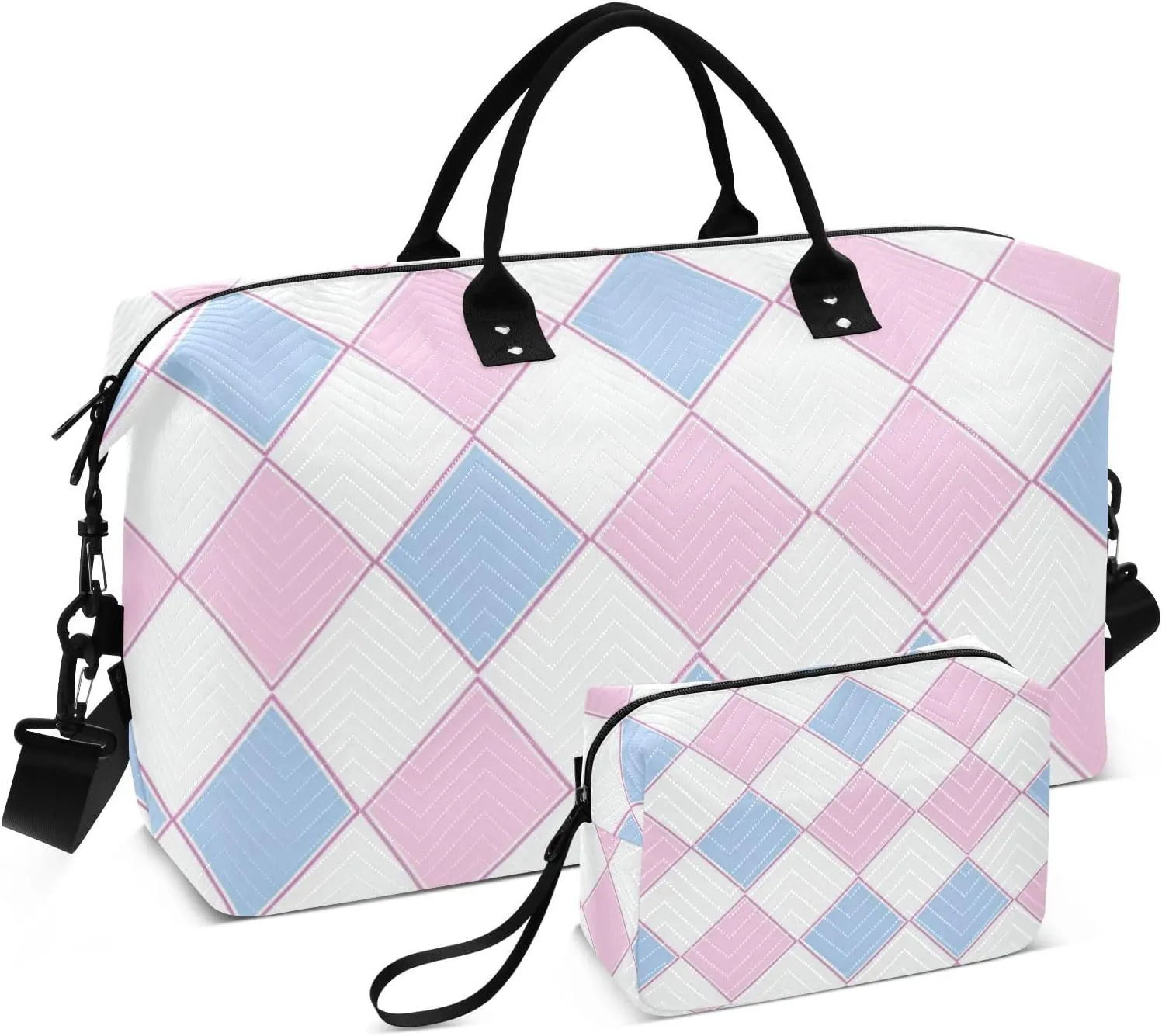 Powder Blue Square Duffel Bag Weekender Duffel Bag Gym Bag with Adjustable Strap for Travel Multifunctional