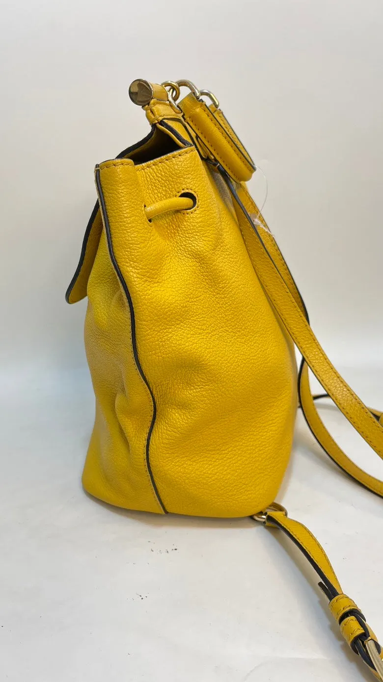 Preloved D&G Drawstring Yellow Leather Backpack