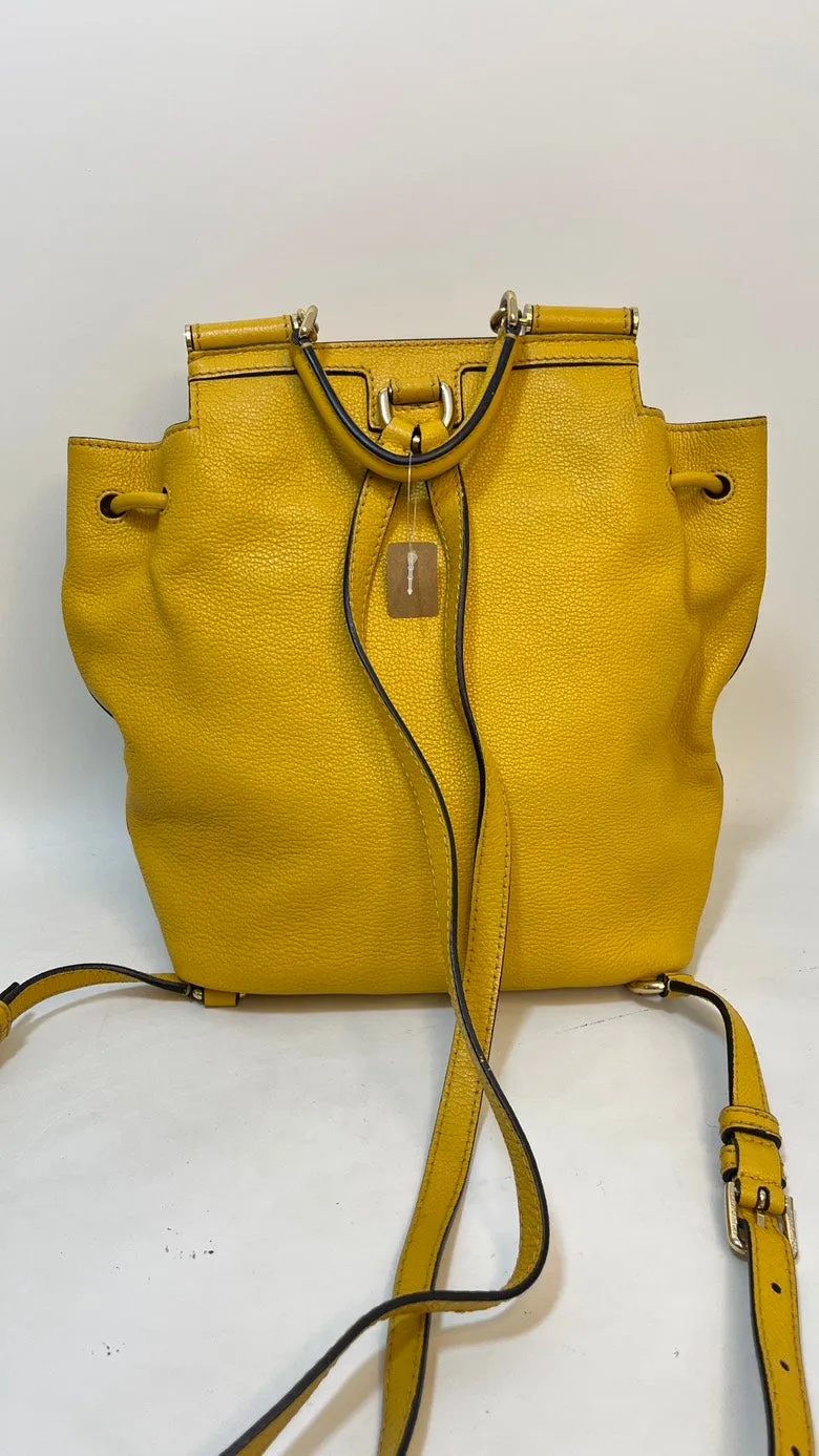 Preloved D&G Drawstring Yellow Leather Backpack