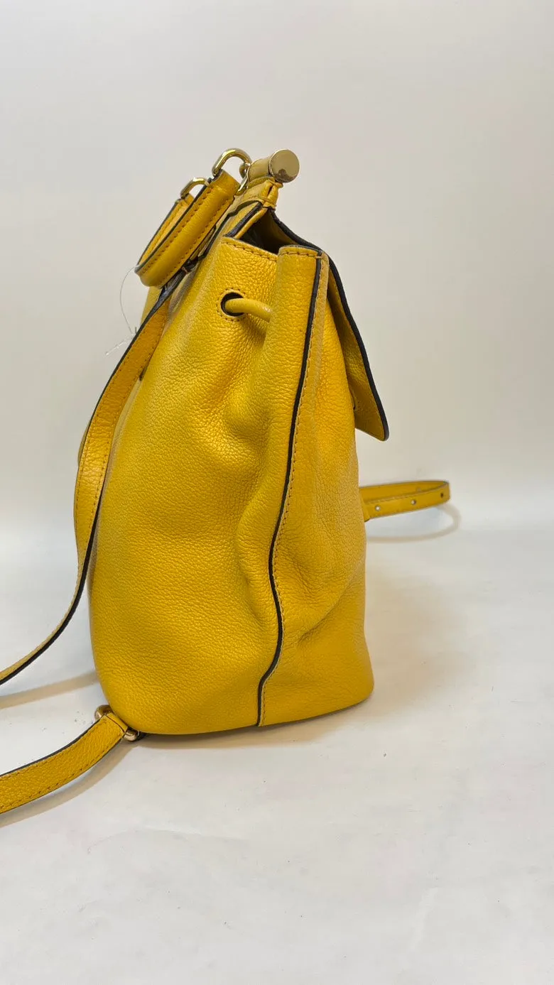 Preloved D&G Drawstring Yellow Leather Backpack