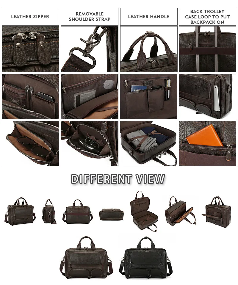 Premium Vintage Leather Business Laptop Bag for Men – Waterproof