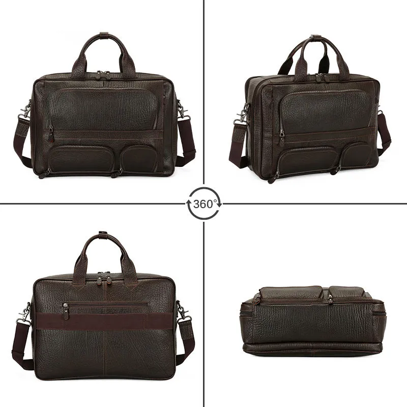Premium Vintage Leather Business Laptop Bag for Men – Waterproof
