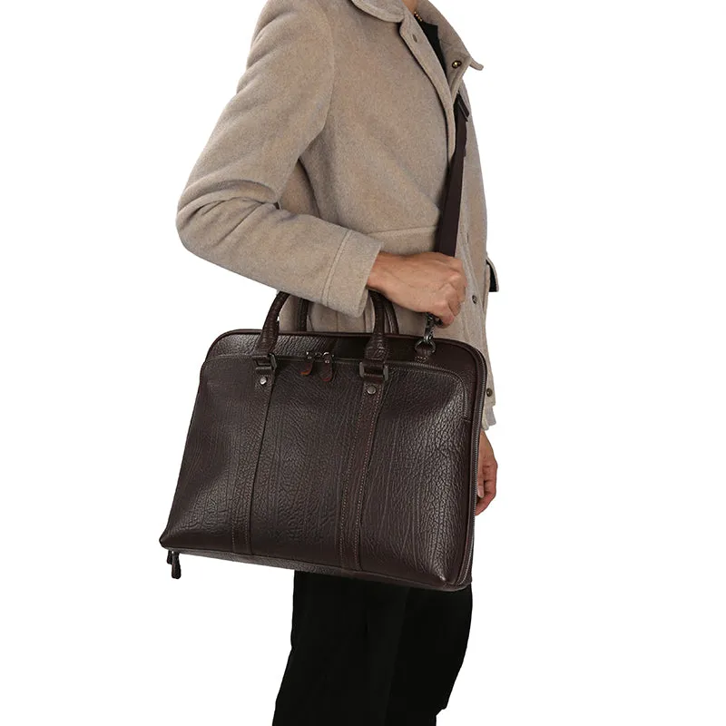 Premium Vintage Leather Waterproof Unisex Laptop Briefcase - Fits Laptops