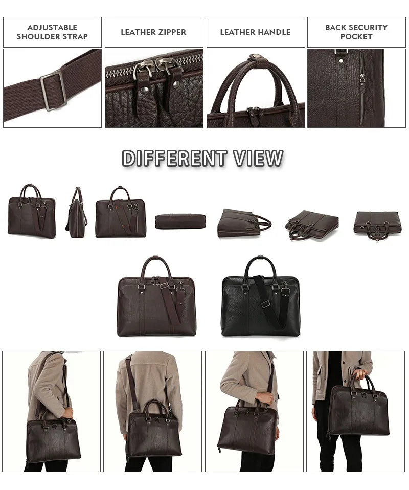 Premium Vintage Leather Waterproof Unisex Laptop Briefcase - Fits Laptops