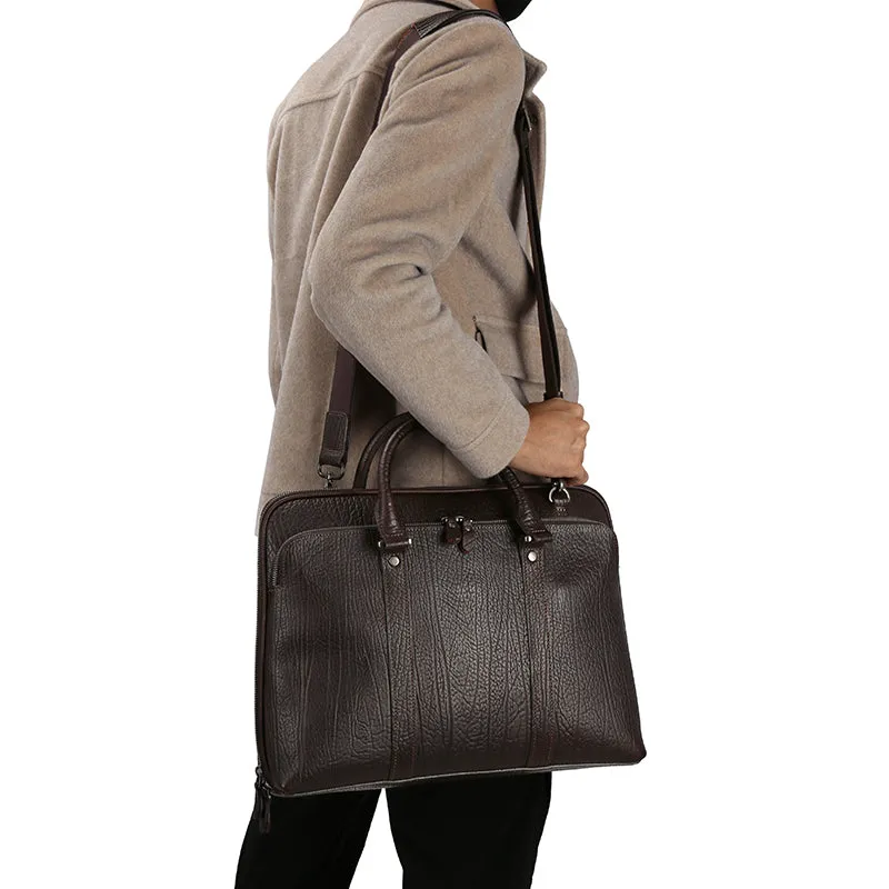 Premium Vintage Leather Waterproof Unisex Laptop Briefcase - Fits Laptops
