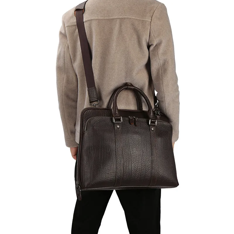 Premium Vintage Leather Waterproof Unisex Laptop Briefcase - Fits Laptops
