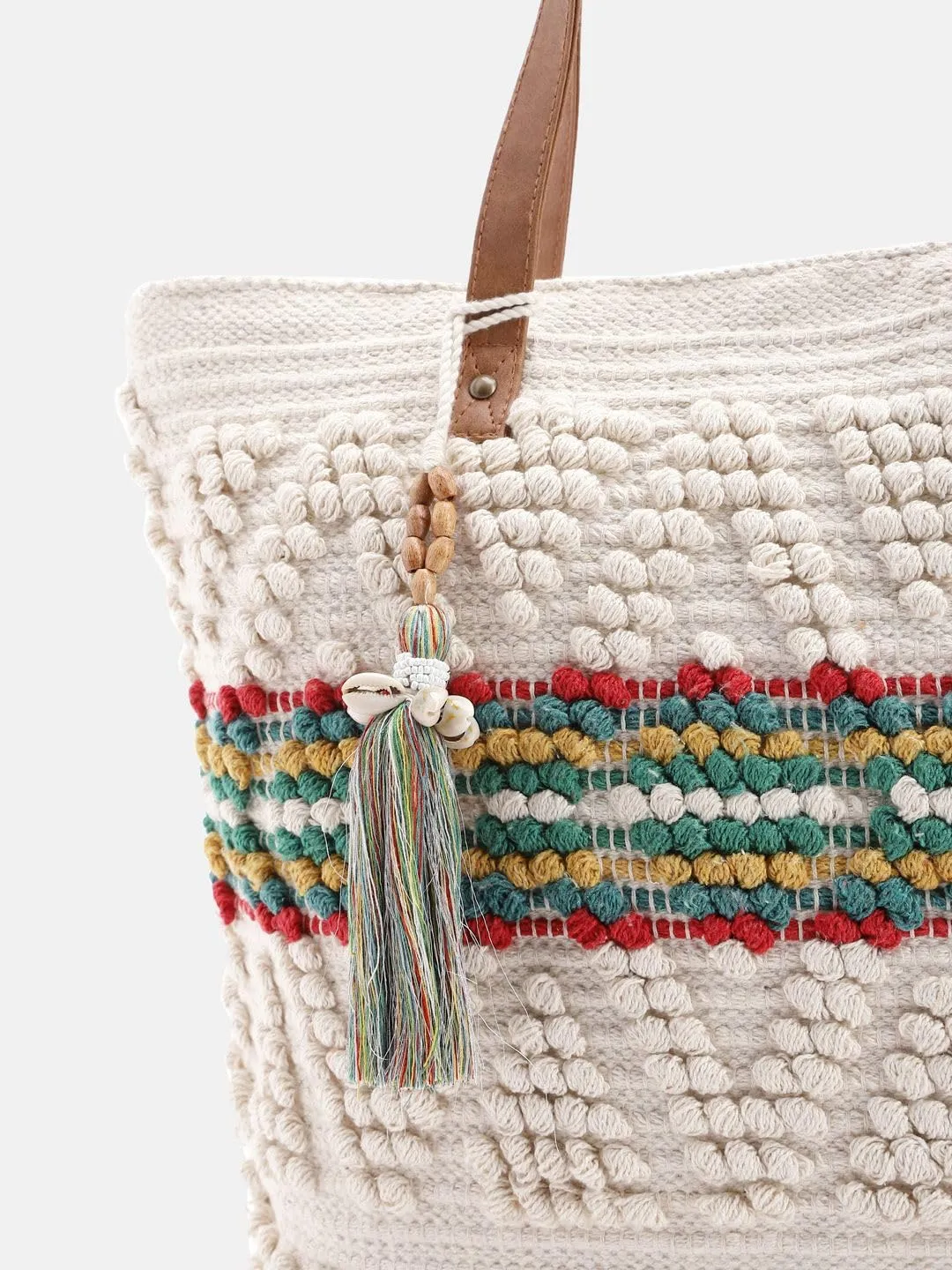PRIMROSE Handcrafted Crochet Tote Bag with Tassel Detail Multicolour