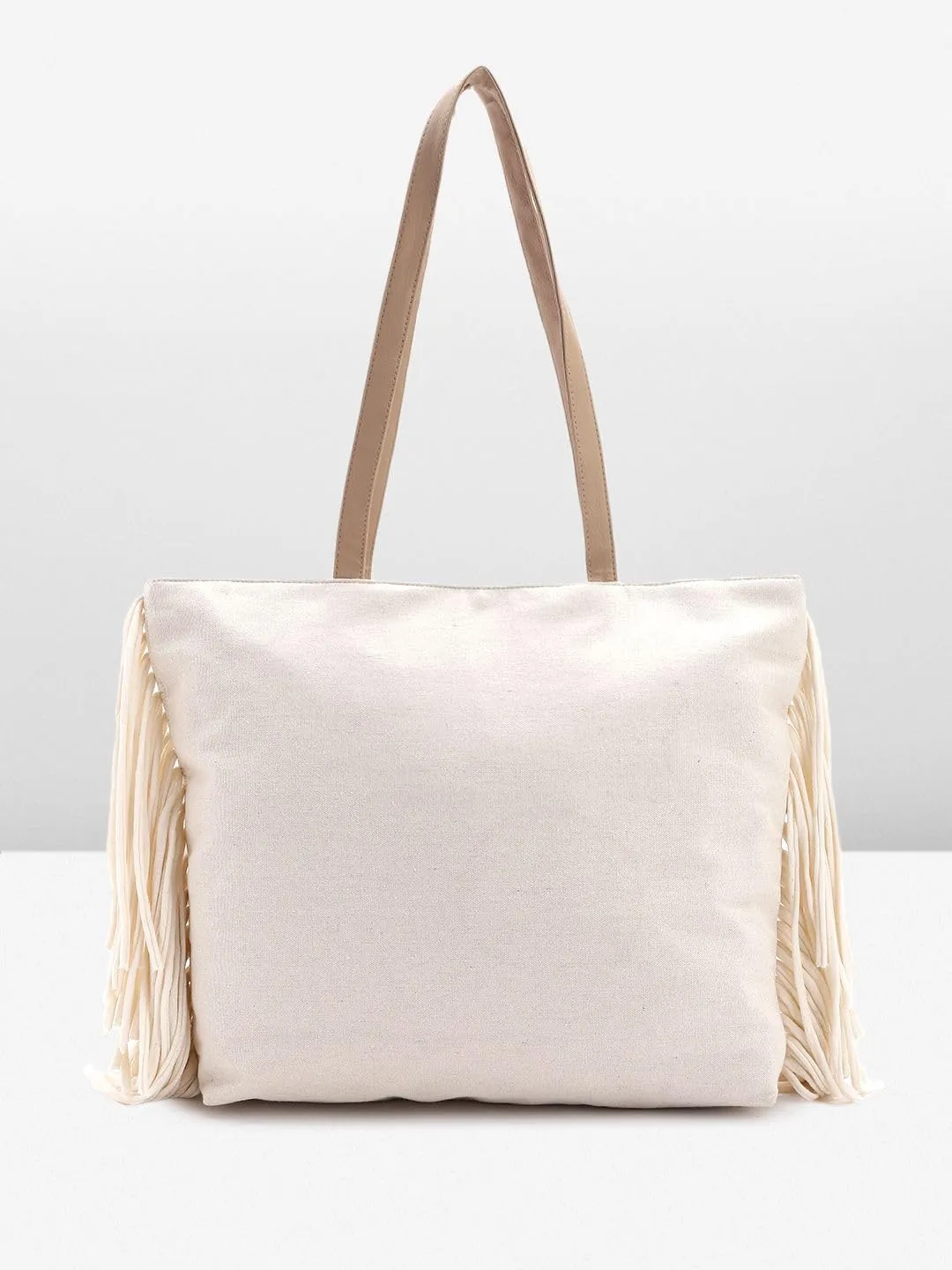 PRIMROSE Self Design Embroidered Oversized Structured Tote Bag