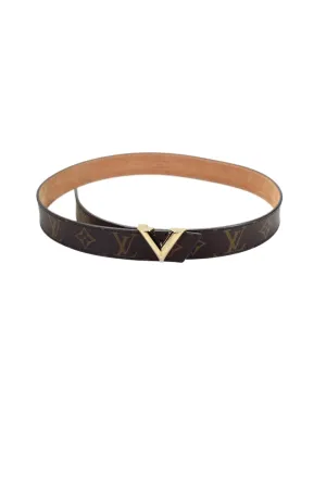 Print Monogram Resilient Canvas Vuitton Brown Belt Womens Buckled Essential Louis High-end V