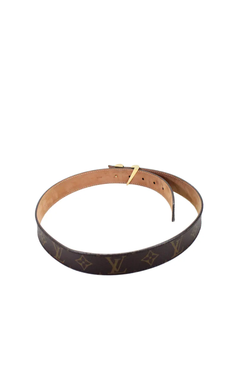 Print Monogram Resilient Canvas Vuitton Brown Belt Womens Buckled Essential Louis High-end V