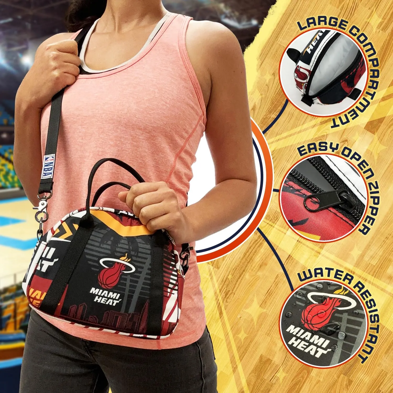 Pro Specialties Miami Heat Dwade Utah Sling Purse TM1851 - Adult Street Series Crossbody Bag: Water resistant Sling Bag