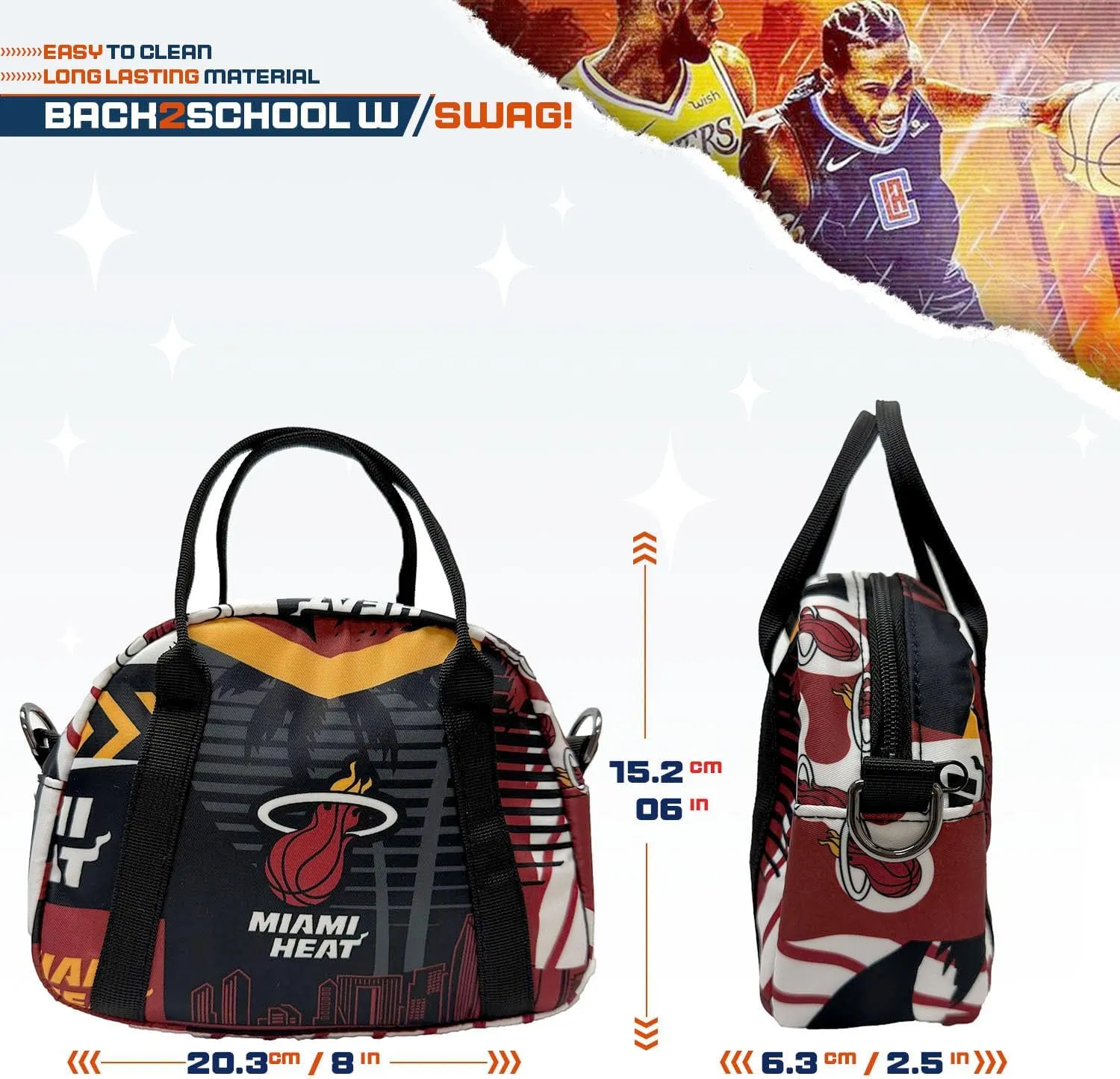 Pro Specialties Miami Heat Dwade Utah Sling Purse TM1851 - Adult Street Series Crossbody Bag: Water resistant Sling Bag