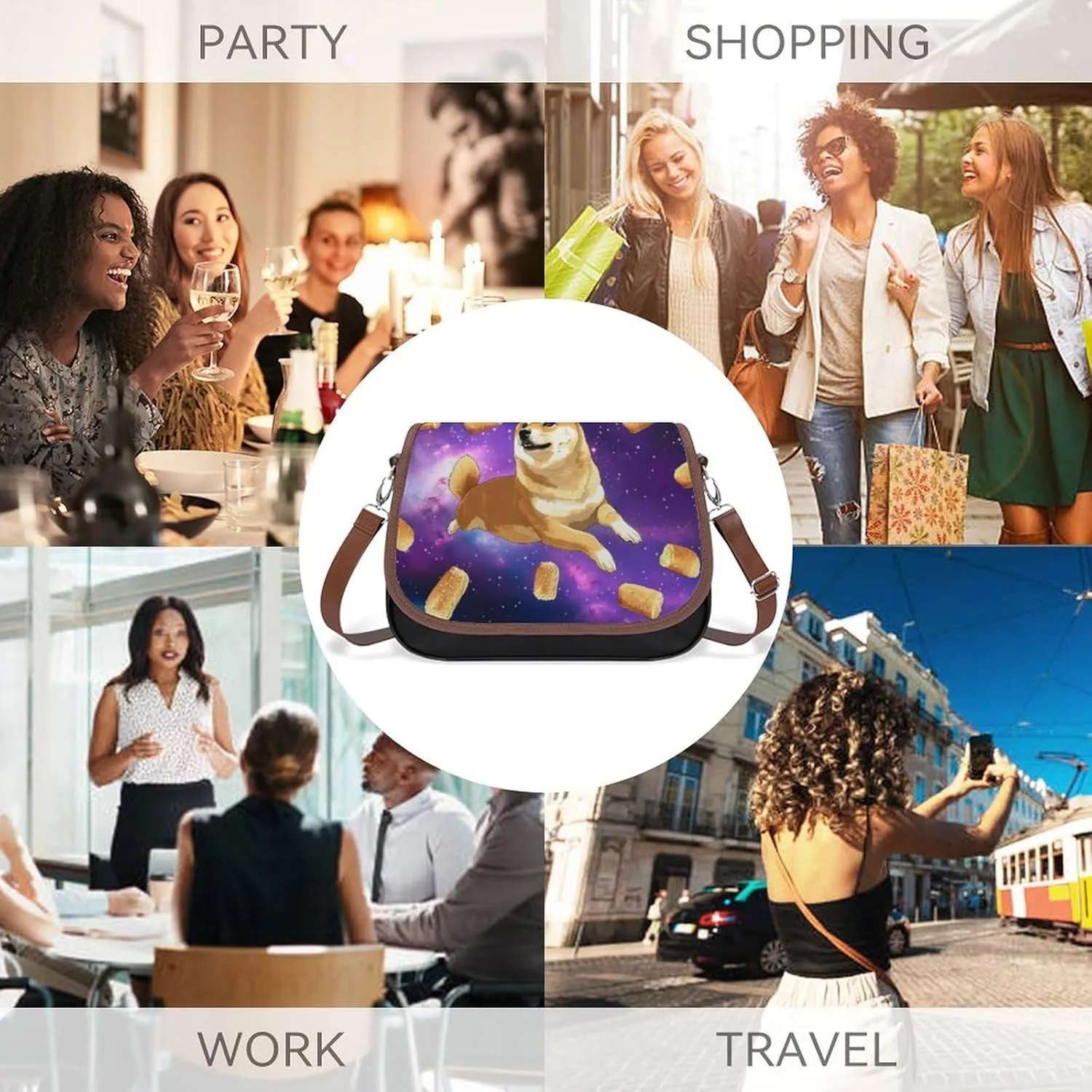 PU Leather Small Crossbody Bag, Waterproof Shoulder Bag Travel Cellphone Purse Handbag