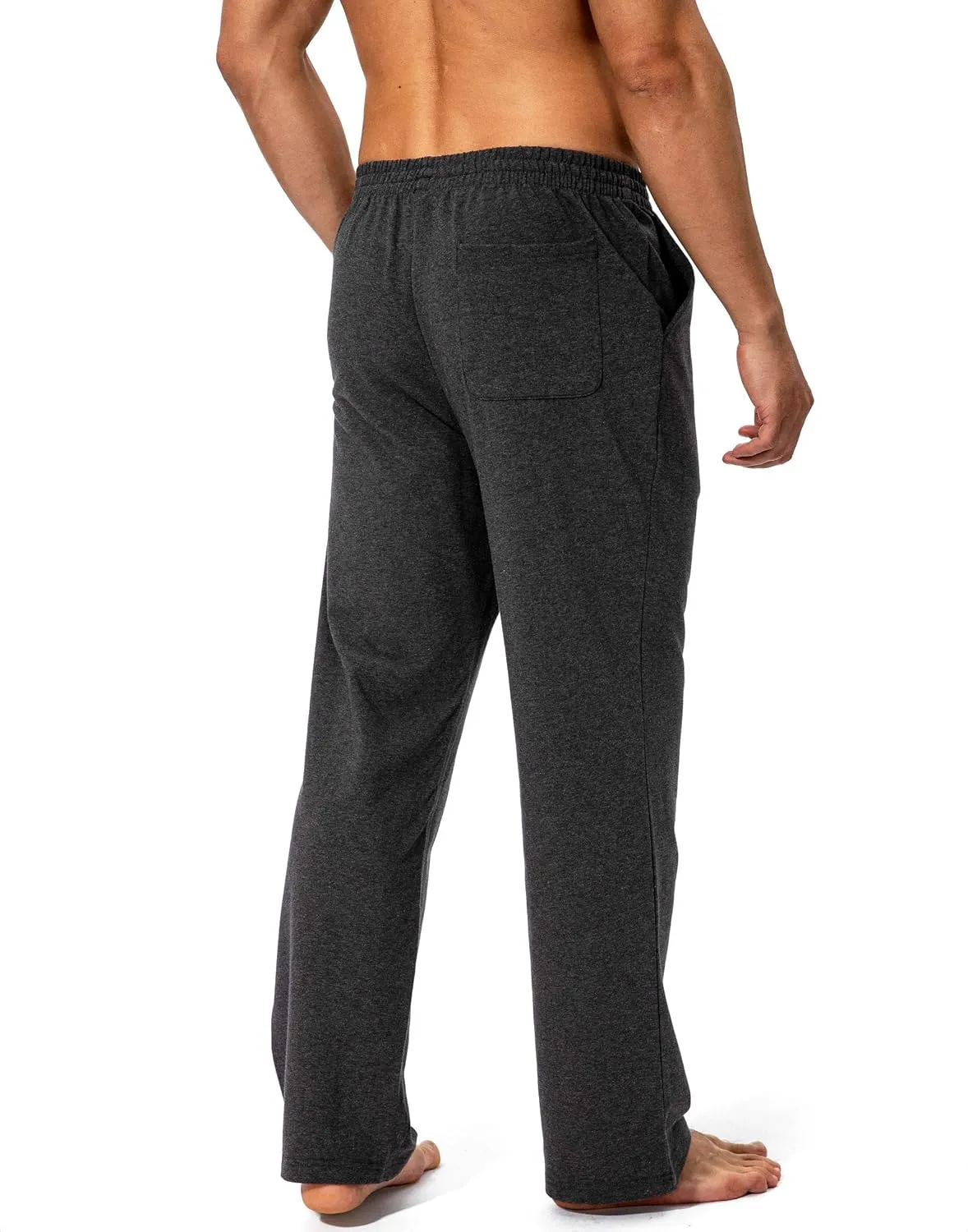 Pudolla Men's Cotton Yoga Sweatpants Athletic Lounge Pants Open Bottom Casual Jersey Pants for Men with Pockets