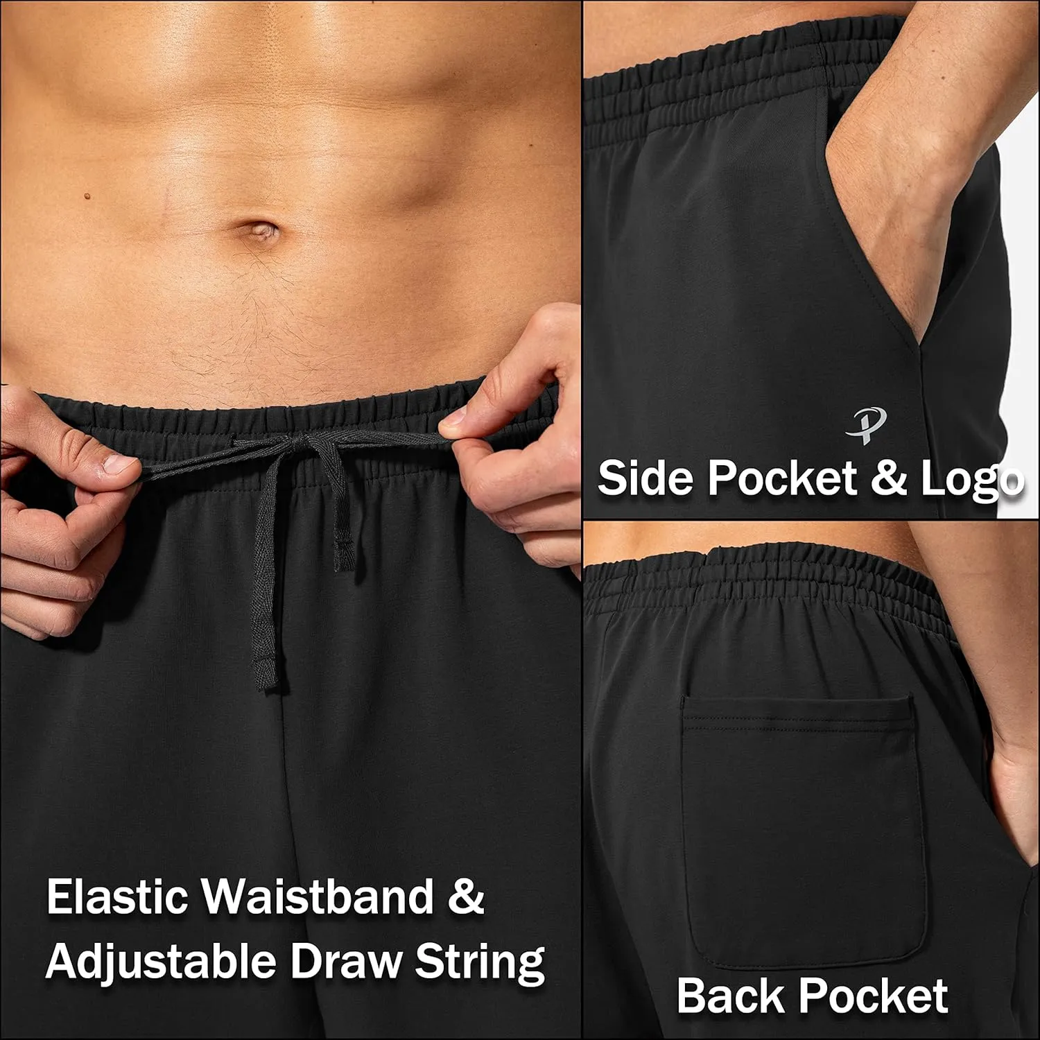 Pudolla Men's Cotton Yoga Sweatpants Athletic Lounge Pants Open Bottom Casual Jersey Pants for Men with Pockets