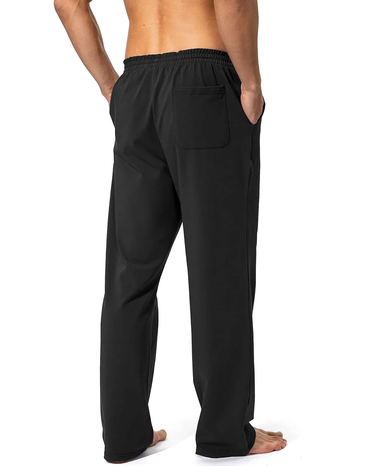 Pudolla Men's Cotton Yoga Sweatpants Athletic Lounge Pants Open Bottom Casual Jersey Pants for Men with Pockets