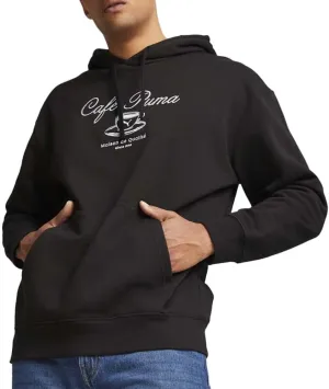 PUMA Mens Classics Cafe Hoodie Casual Outerwear Casual Hoodie Drawstring - Black - Size L