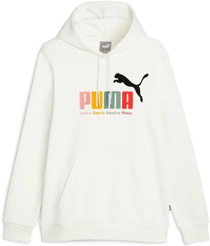 PUMA Mens Essentials Multicolor Hoodie Casual Outerwear Casual Drawstring - White - Size L