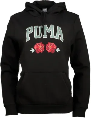 Puma Womens Faux Embroidered Floral Hoodie Casual Outerwear Casual Drawstring - Black - Size XL