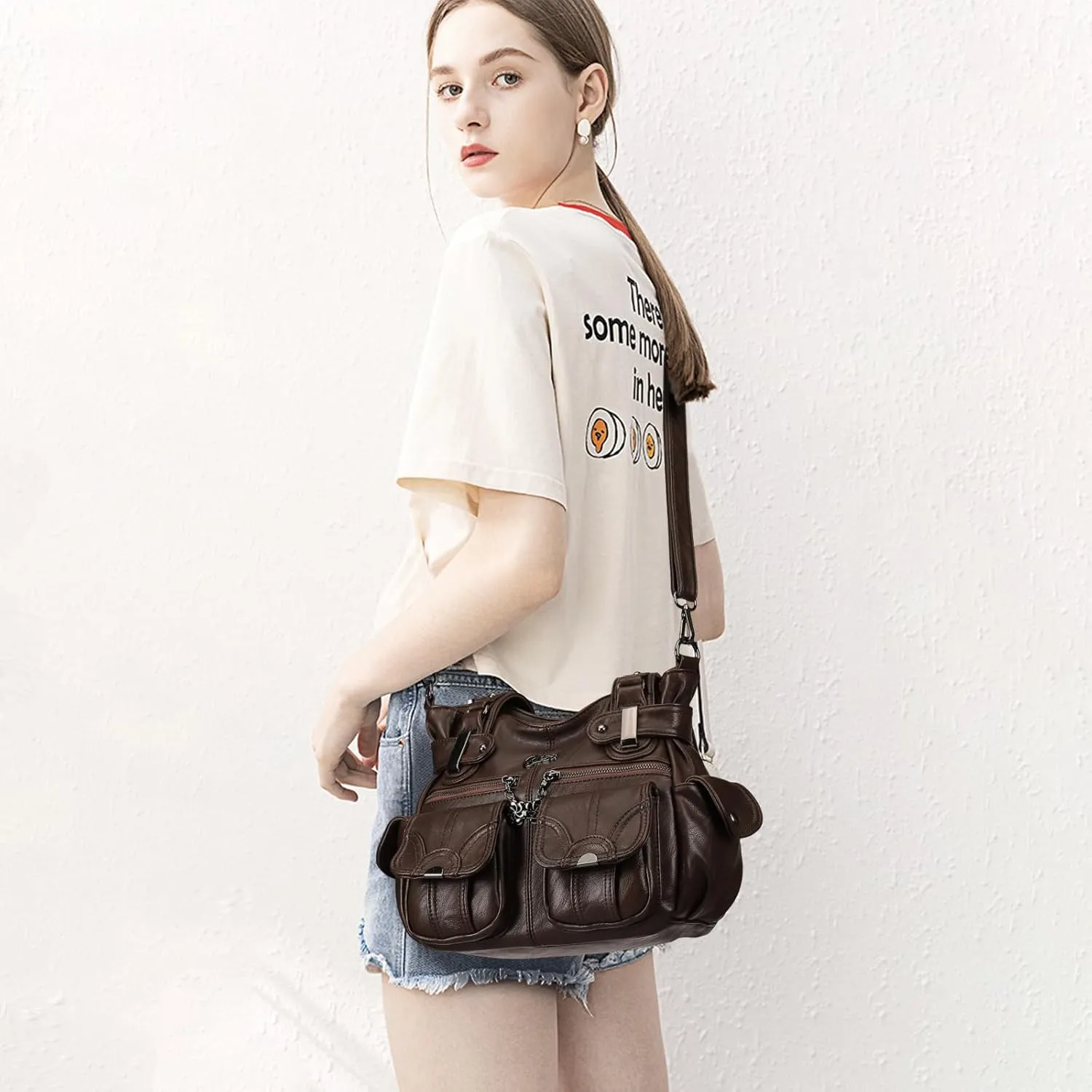 Purses and Handbags for Women Large Hobo Shoulder Bags Soft PU Leather Multi-Pocket Tote Bag