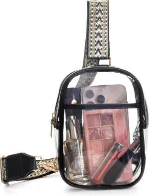 PVC Transparent Waterproof Colorful Crossbody Chest Bag, Women's Lightweight and Durable Crossbody Bag